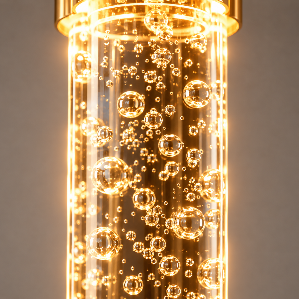 Suspension Cristal à Bulles Doré