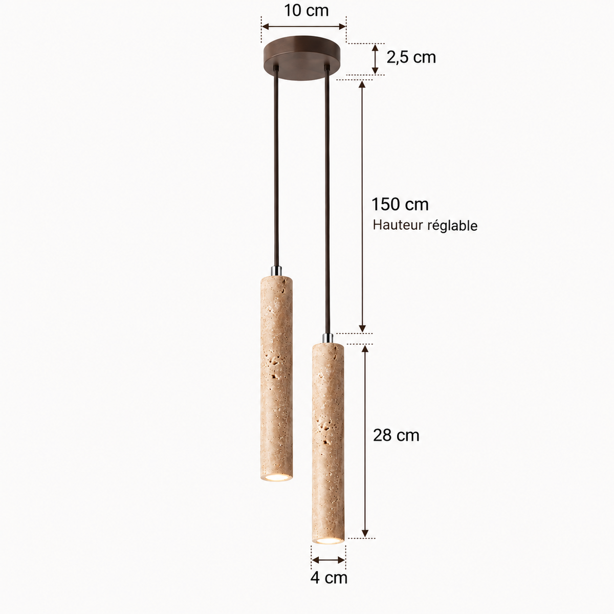 Suspension Travertin Cylindre
