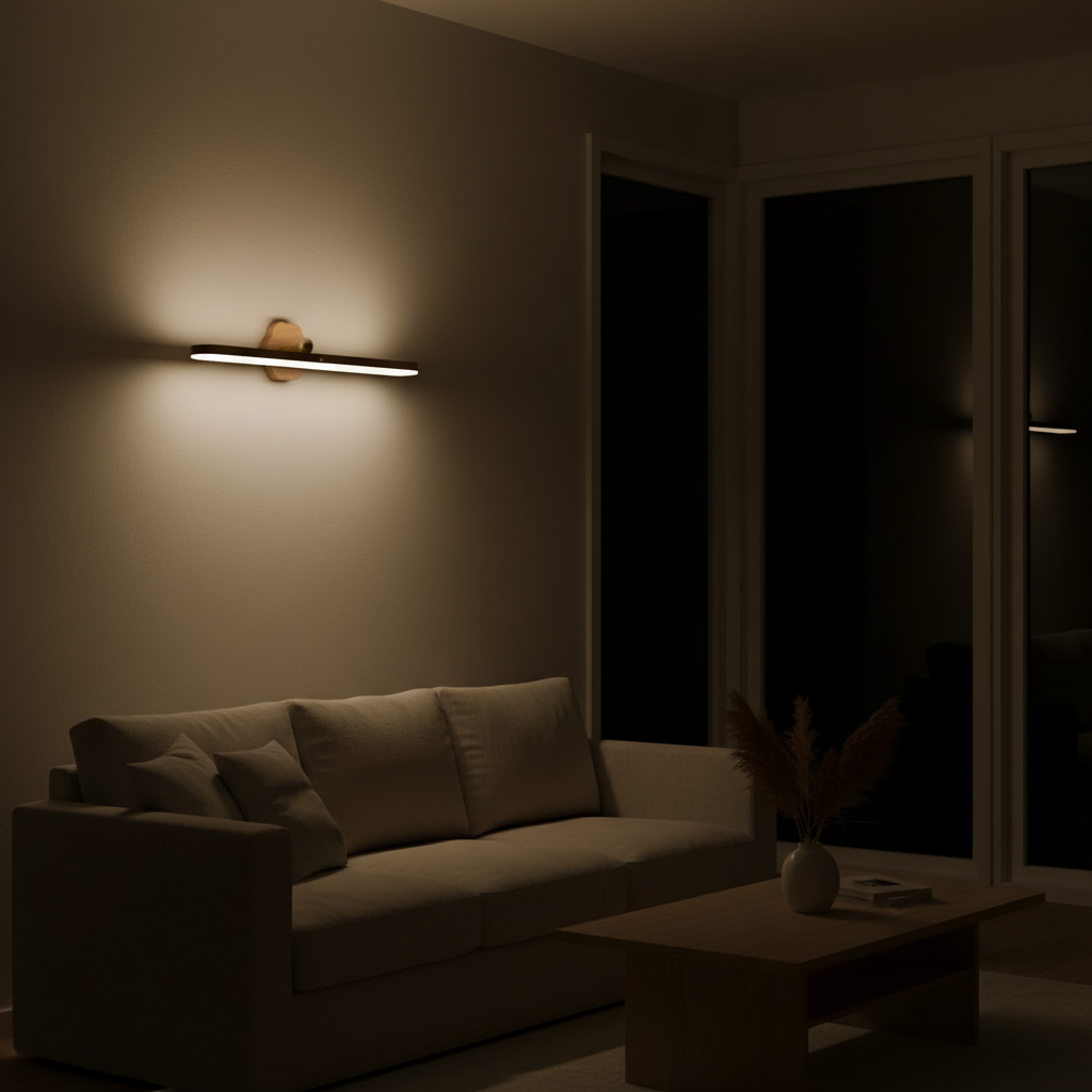 Applique Murale LED Magnétique sans Fil Rotative en Bois