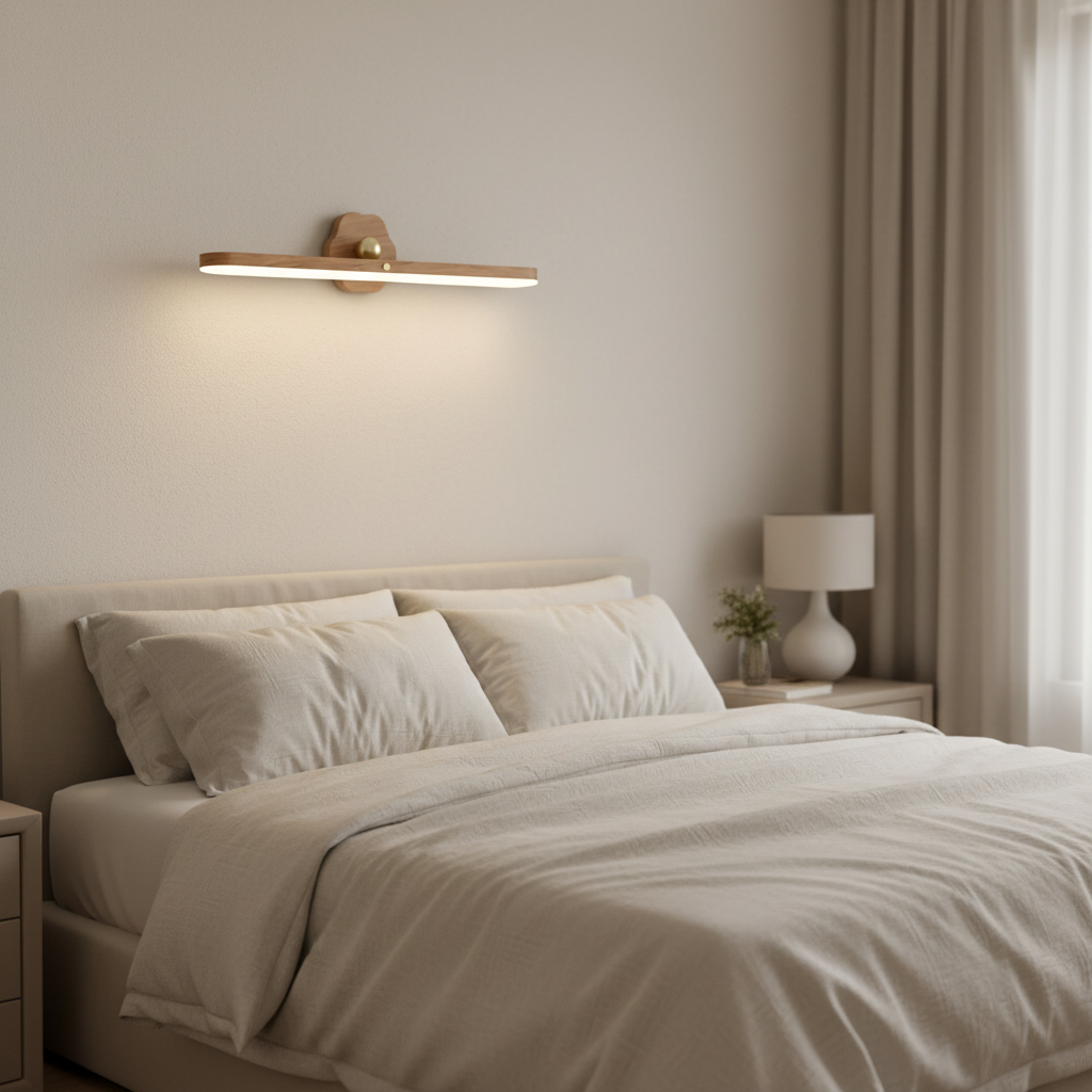 Applique Murale LED Magnétique sans Fil Rotative en Bois