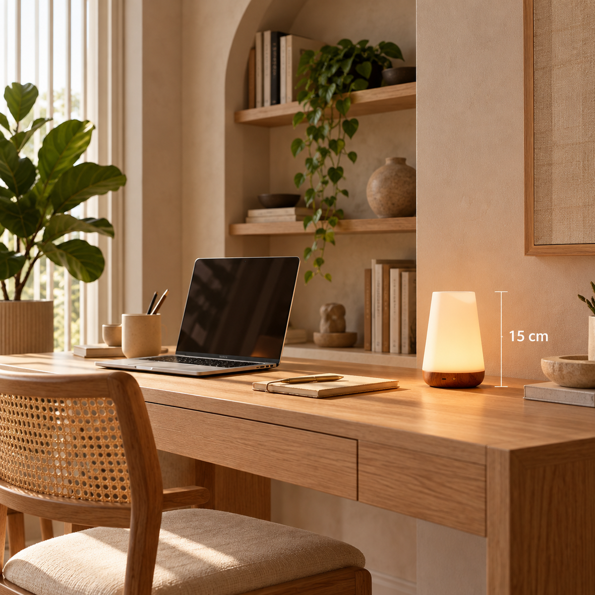 Lampe de Chevet RGB Cône en Bois