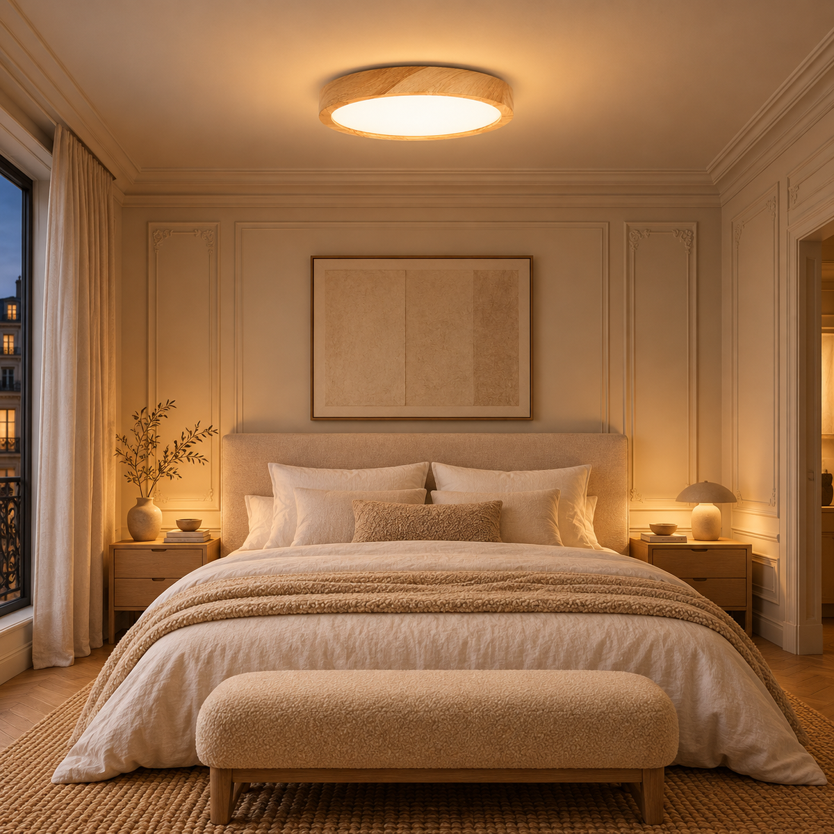 Plafonnier LED Bois Ultra-Fin