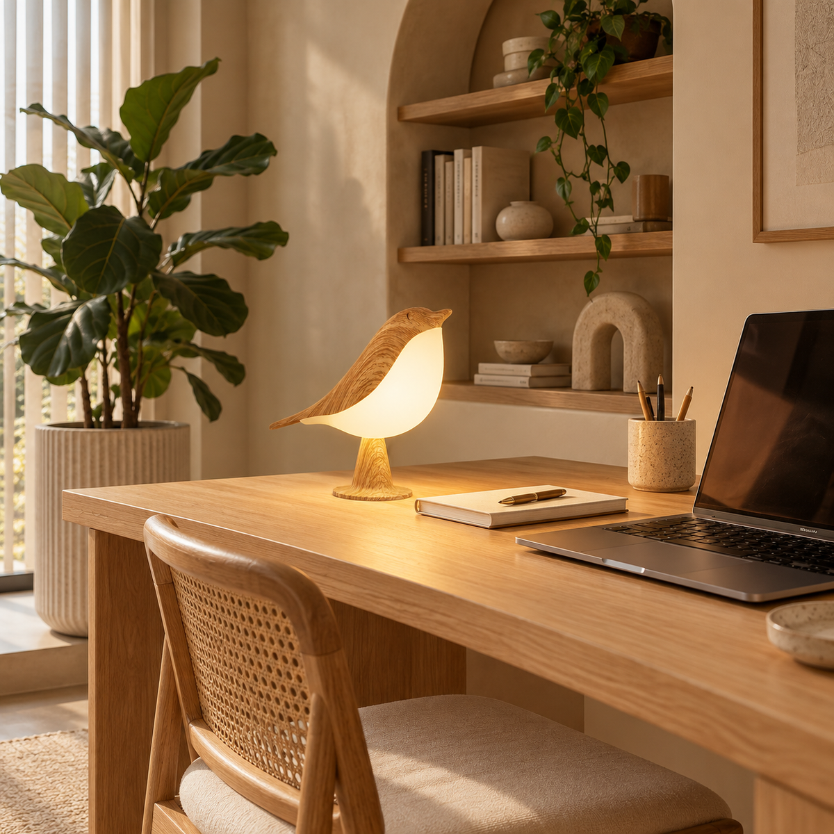 Lampe Oiseau Bois