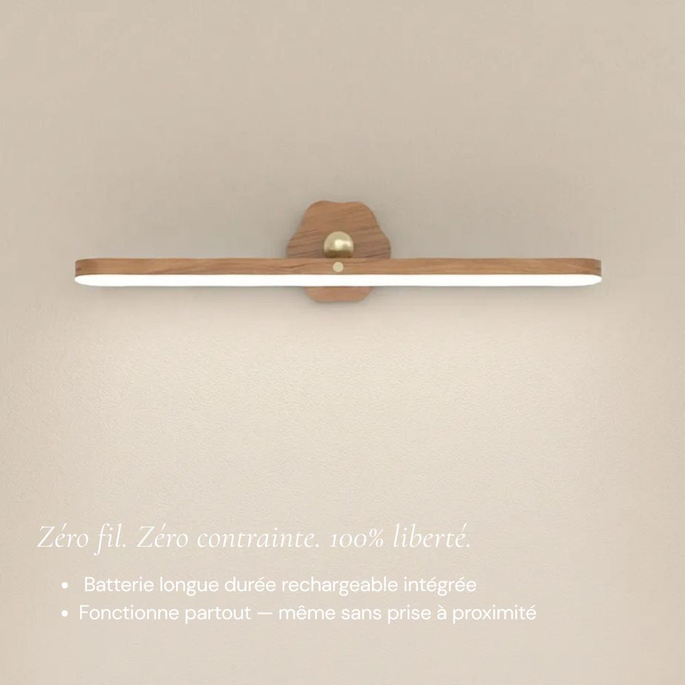 Applique Murale LED Magnétique sans Fil Rotative en Bois
