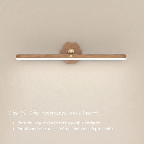 Applique Murale LED Magnétique sans Fil Rotative en Bois