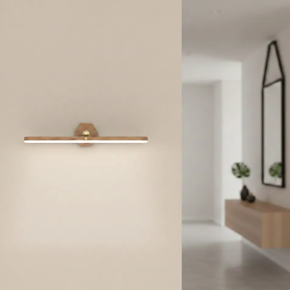 Applique Murale LED Magnétique sans Fil Rotative en Bois 