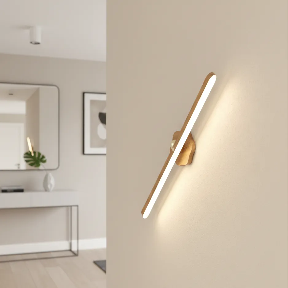 Applique Murale LED Magnétique sans Fil Rotative en Bois 