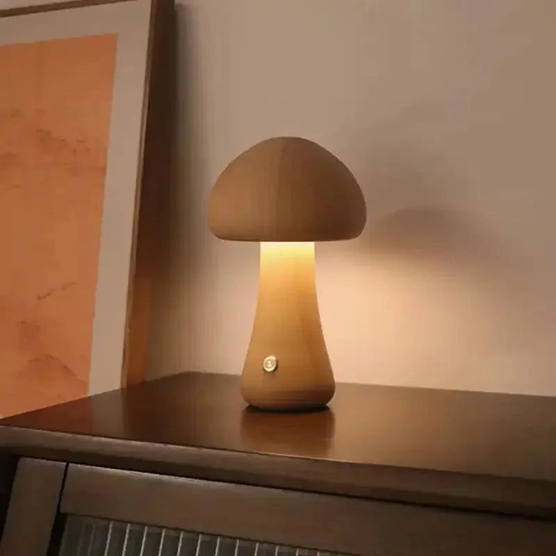 Lampe Champignon Bois 