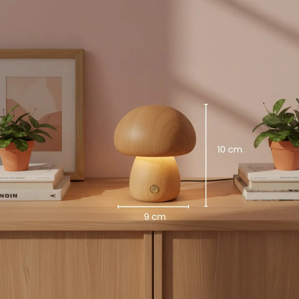 Lampe Champignon Bois 