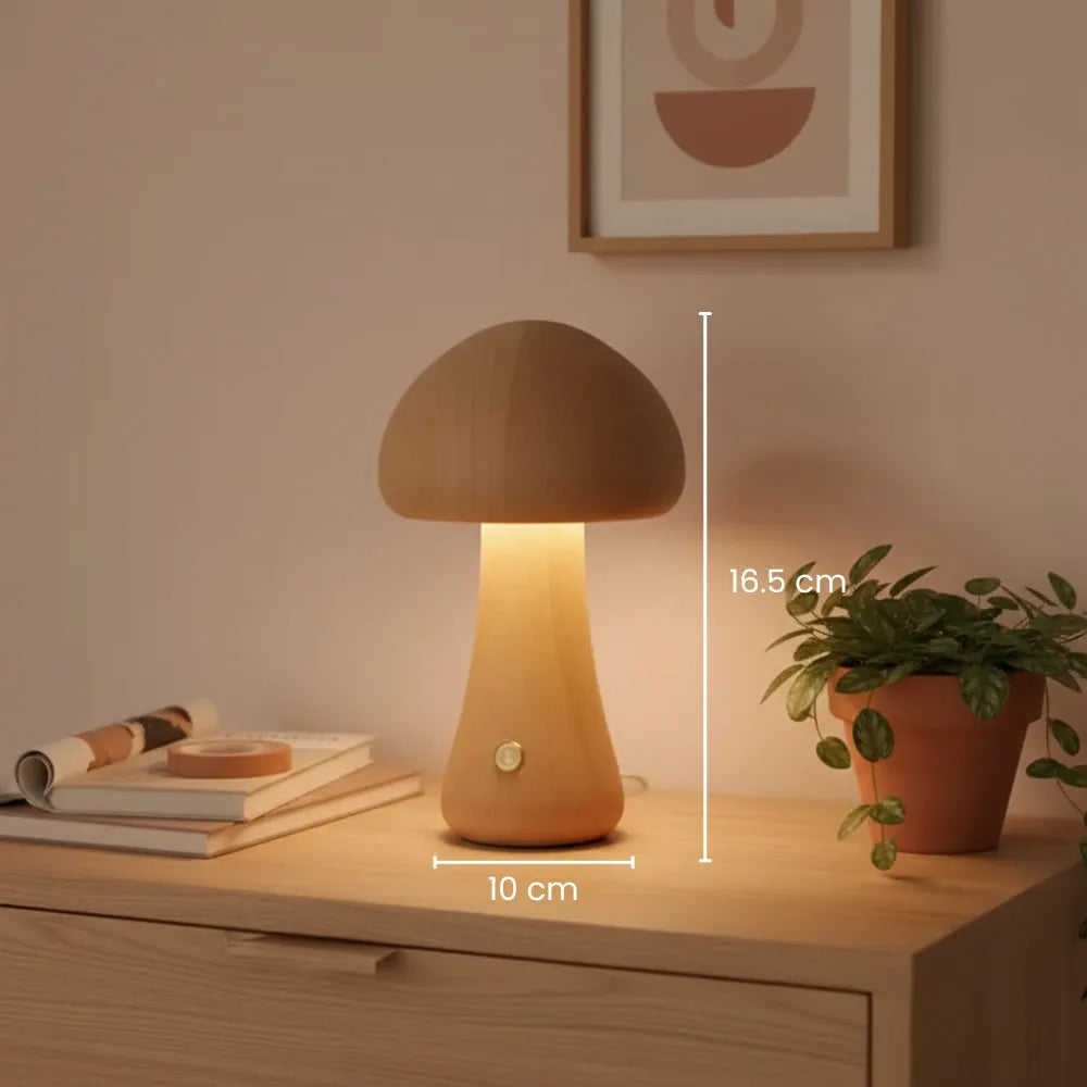 Lampe Champignon Bois 