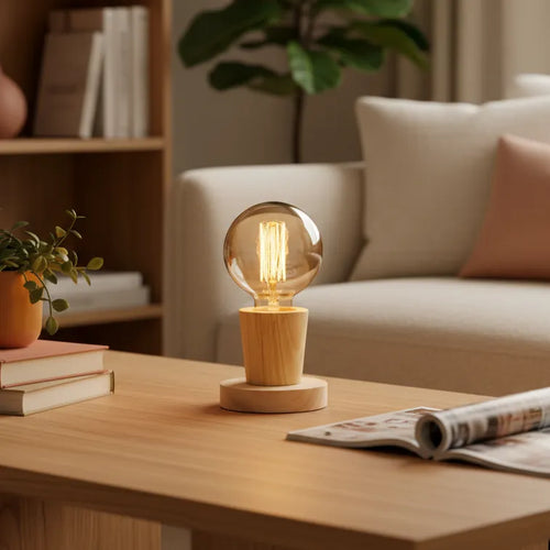 Lampe Chevet en Bois Or 1