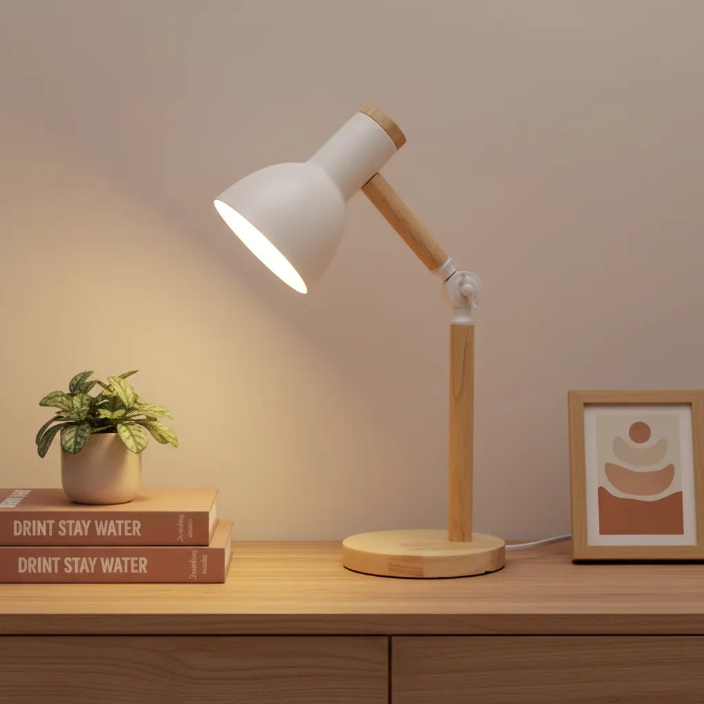 Lampe de Bureau Bois Blanc