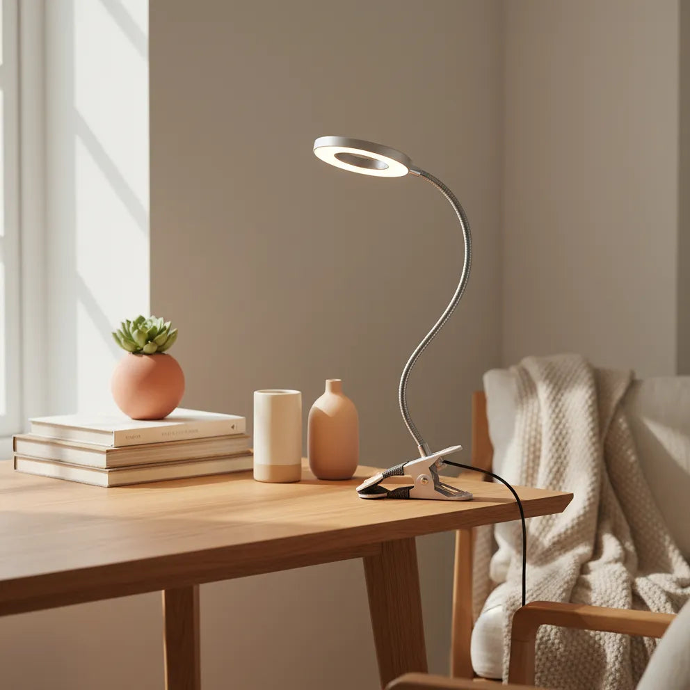 Lampe de Bureau à Pince Argent