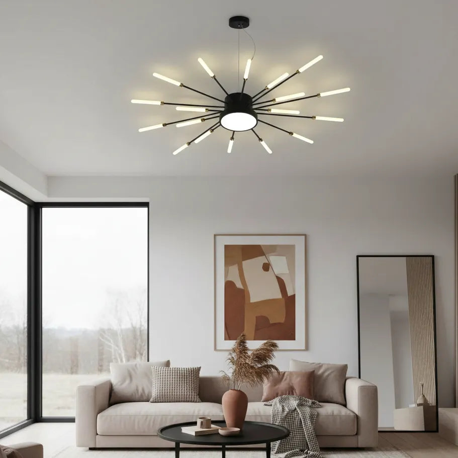 Luminaire Plafonnier Salon Design Noir 18 Branches