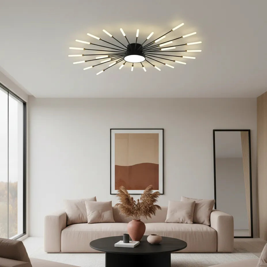 Luminaire Plafonnier Salon Design Noir 28 Branches