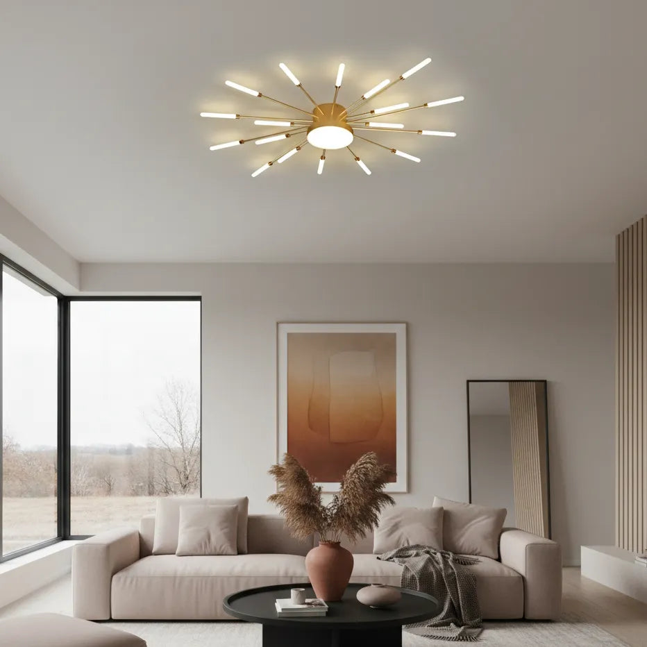 Luminaire Plafonnier Salon Design Or 18 Branches