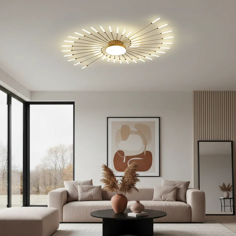 Luminaire Plafonnier Salon Design Or 42 Branches