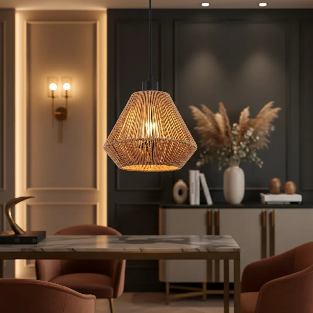 Luminaire Suspension en Rotin 