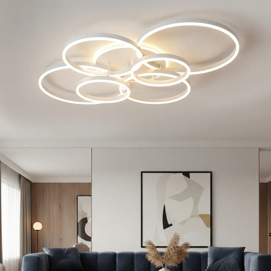 Plafonnier Cercle LED Blanc (6 Cercles)