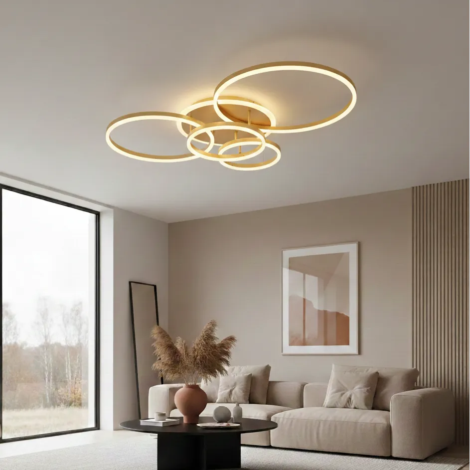 Plafonnier Cercle LED Or (4 Cercles)