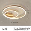 Plafonnier Design Salon 2 anneaux 30cm/50cm / Or / Luminosité Variable avec Télécommande