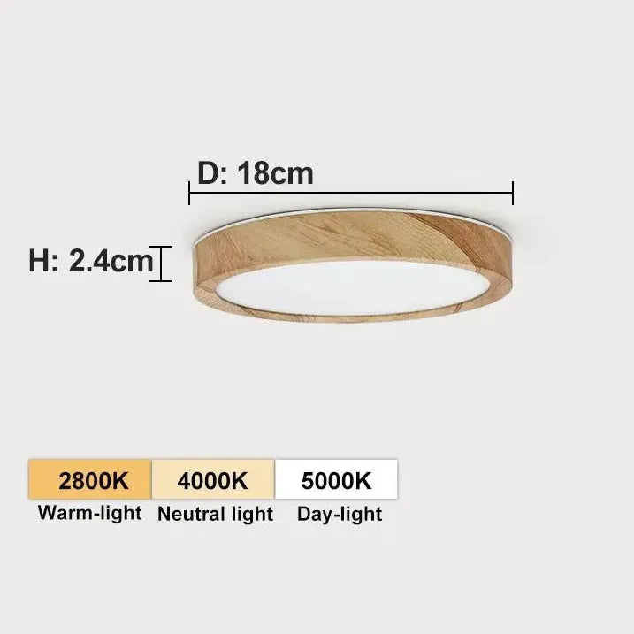 Plafonnier LED Bois 18cm