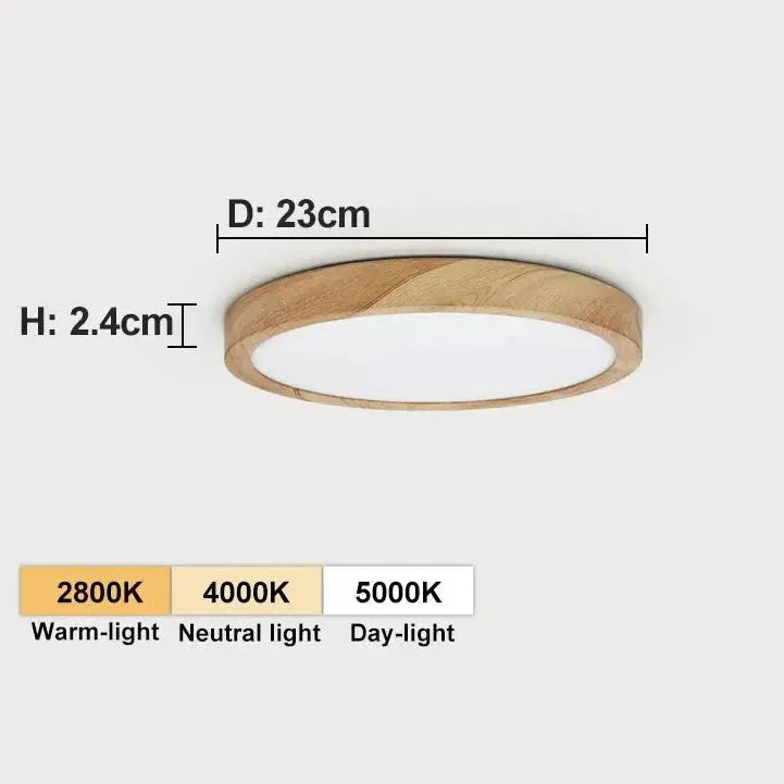Plafonnier LED Bois 23cm
