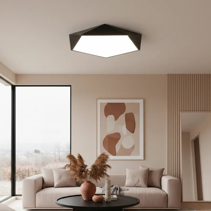 Plafonnier LED Cuisine Noir / 30cm / Chaude