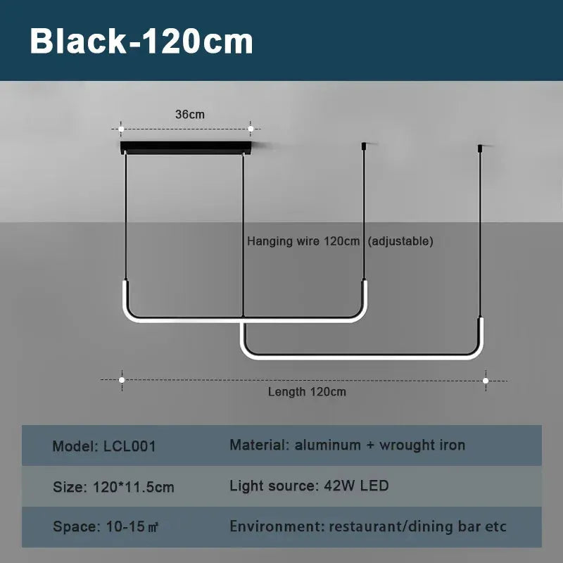 Plafonnier LED Noir Double 120cm