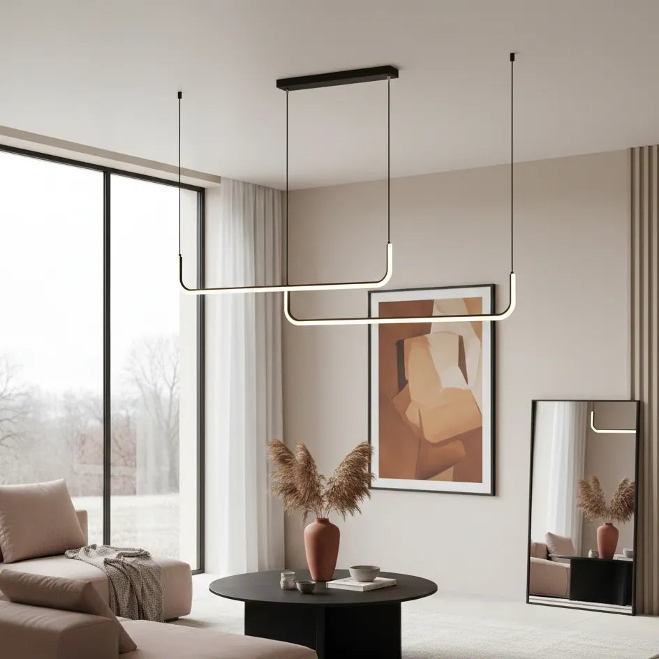 Plafonnier LED Noir Double 150cm