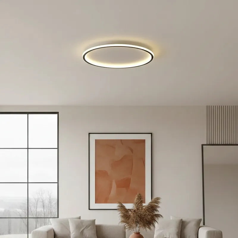 Plafonnier LED Plat Noir 20cm / Froide