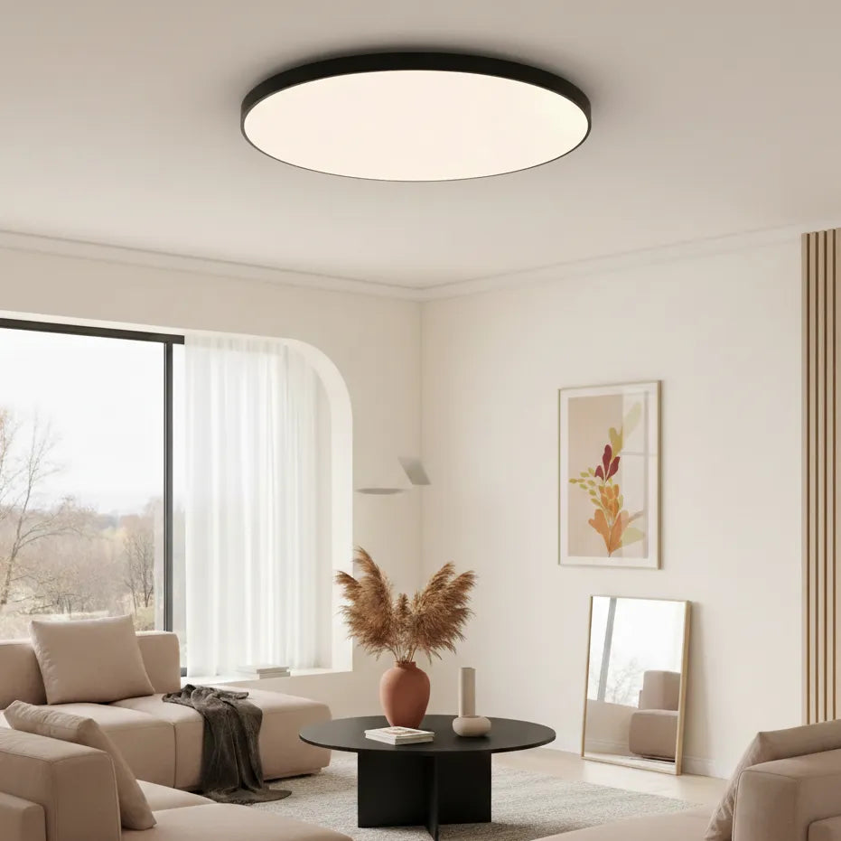 Plafonnier LED Rond Plat Noir