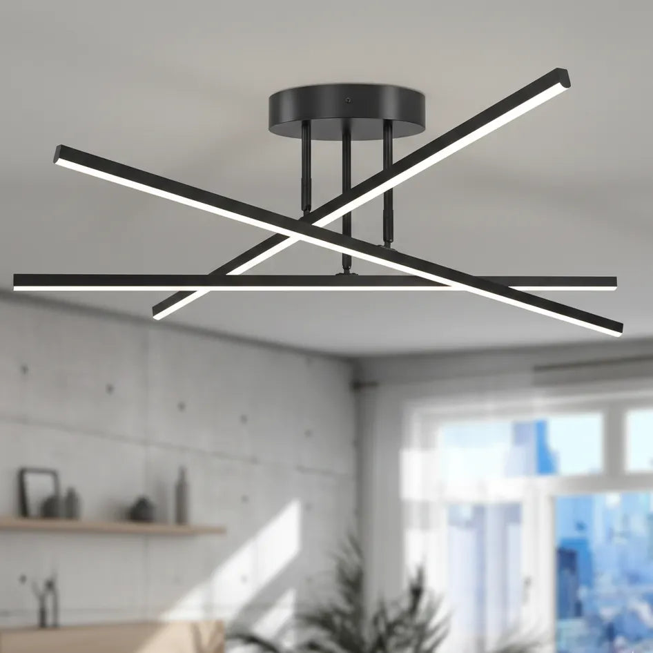 Plafonnier LED pour Salon Noir / Chaude