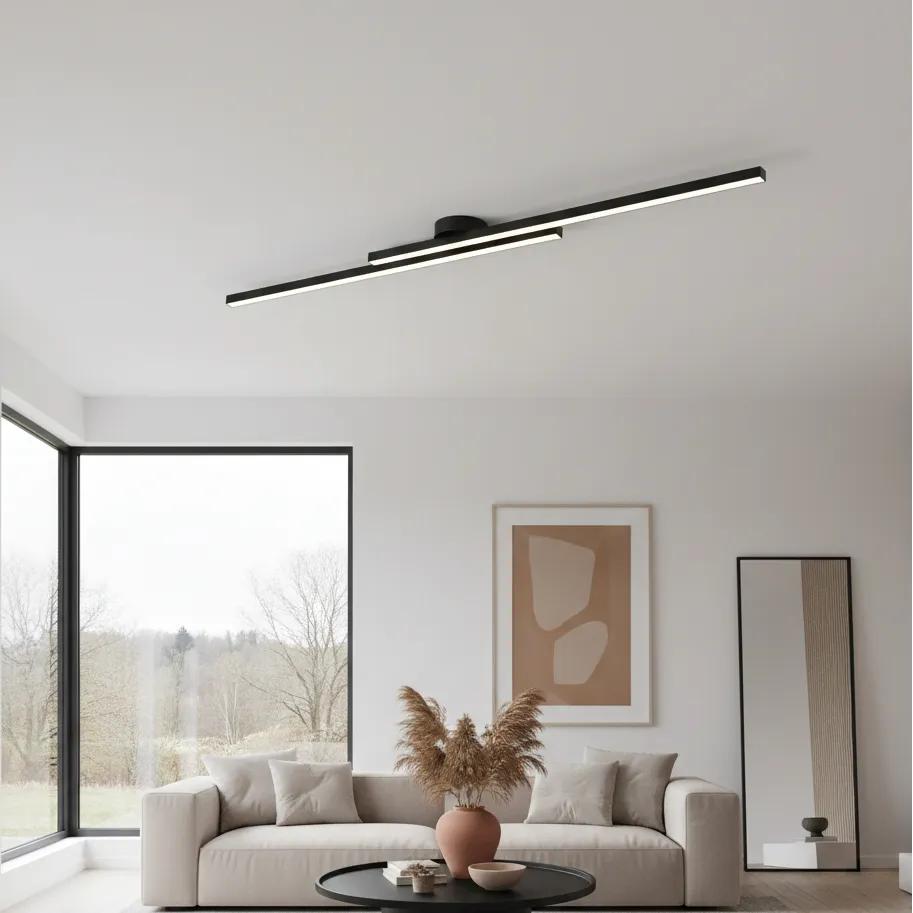 Plafonnier Linéaire Noir 60cm / Chaude