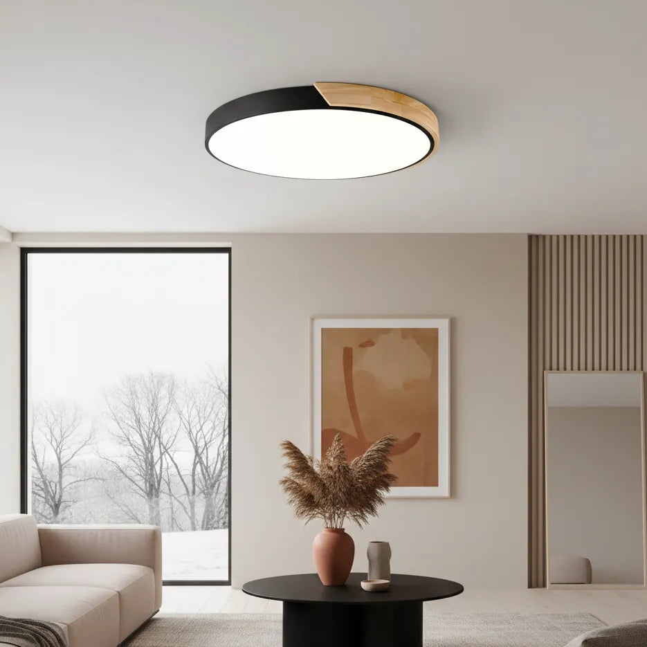 Plafonnier Rond Moderne Noir / 23cm / Froide