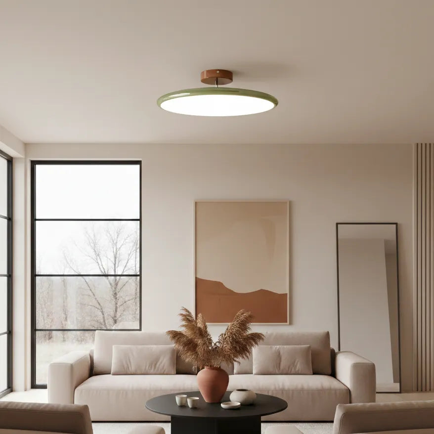 Plafonnier Rond Vert 40cm / Chaude