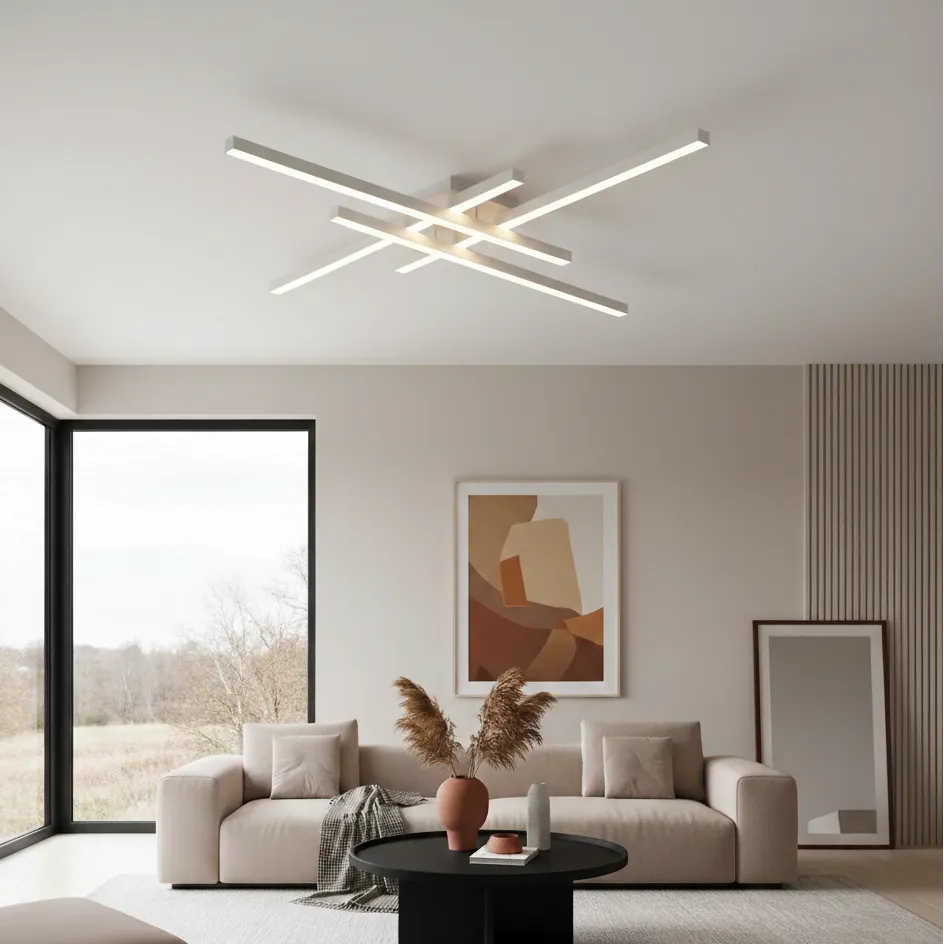 Plafonnier Salon LED Blanc 60cm / Chaude