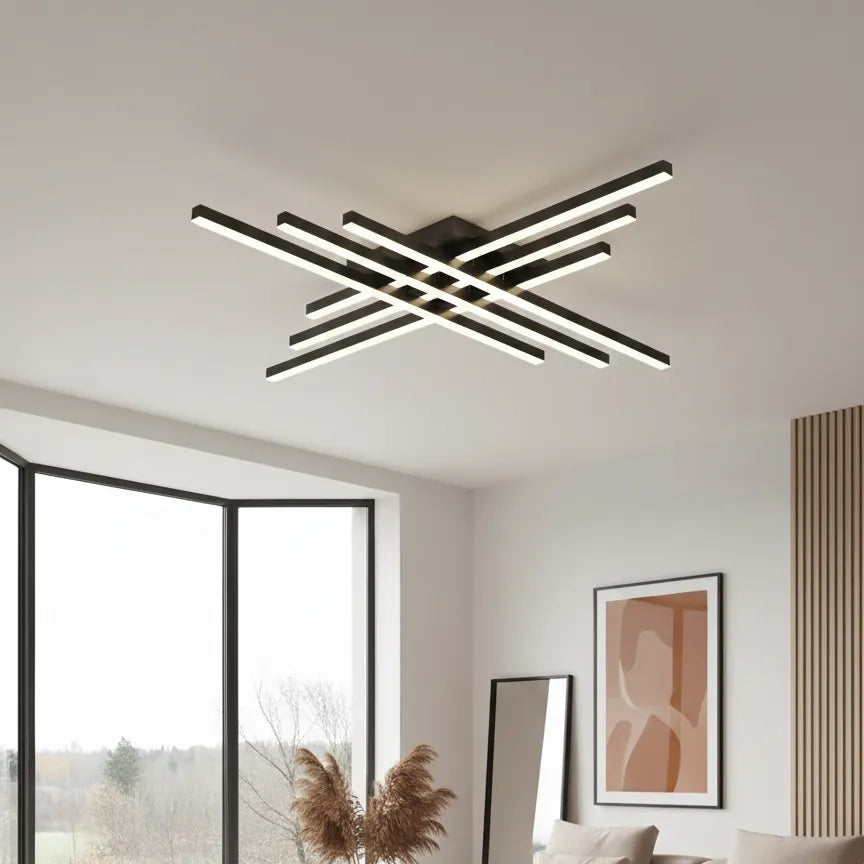 Plafonnier Salon LED Noir 150cm / Chaude