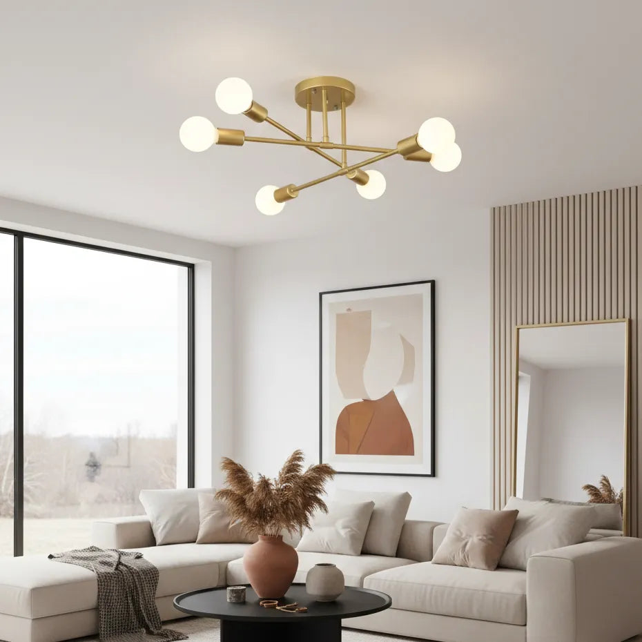 Plafonnier Style Industriel Or