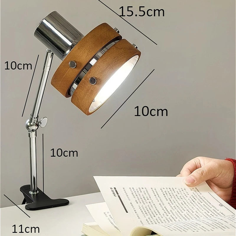 Lampe Chevet Clip Bois Bras Pivotant