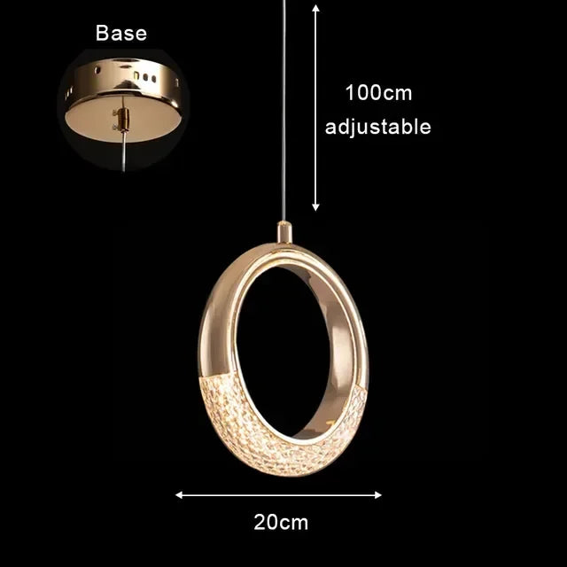 Suspension Cristal LED – Art Déco Or