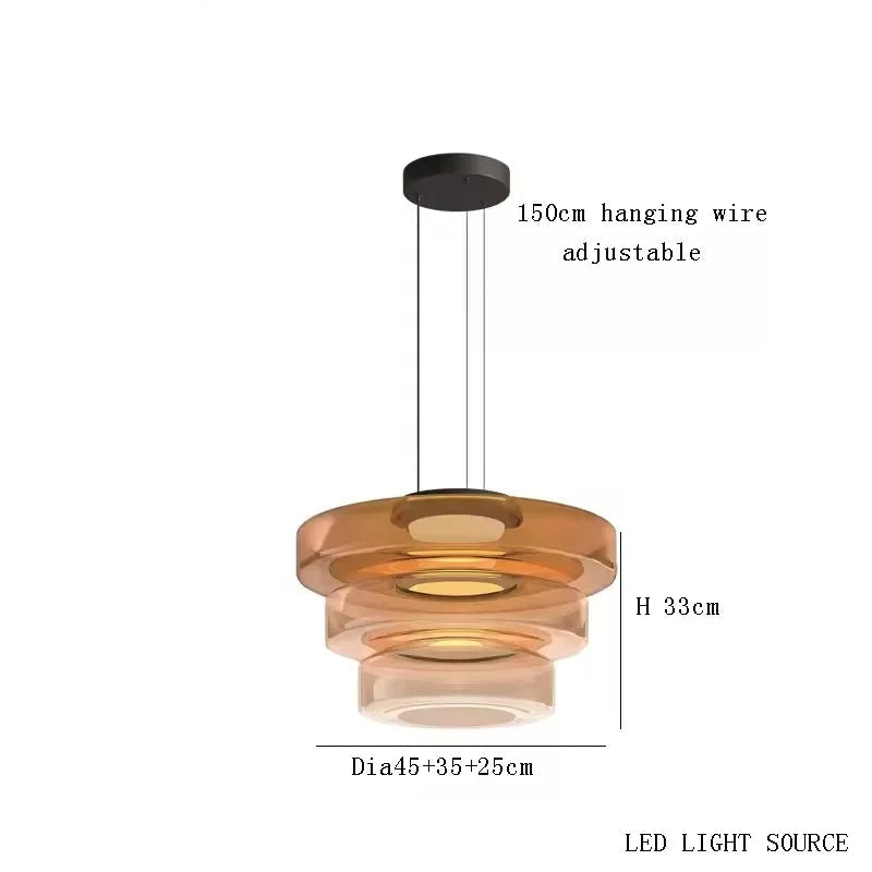Suspension Verre Disques LED