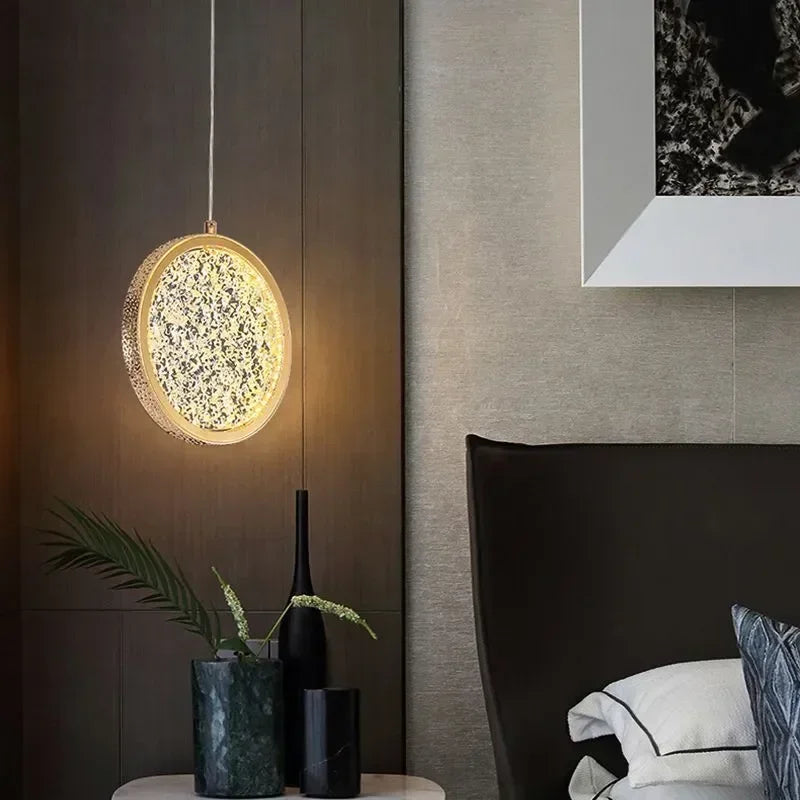 Suspension Cristal LED – Art Déco Or