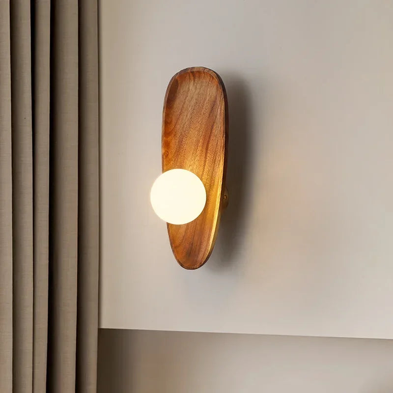 Applique Bois Globe Verre Style Japonais