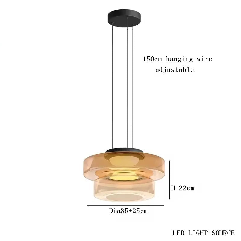 Suspension Verre Disques LED