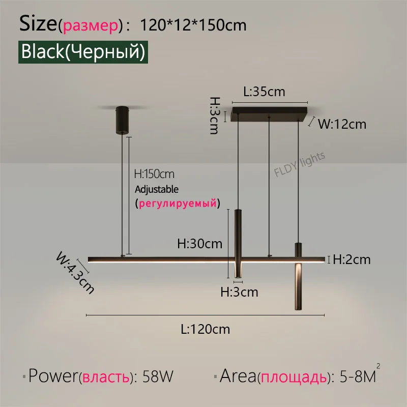 Suspension LED Linéaire Design Nordique