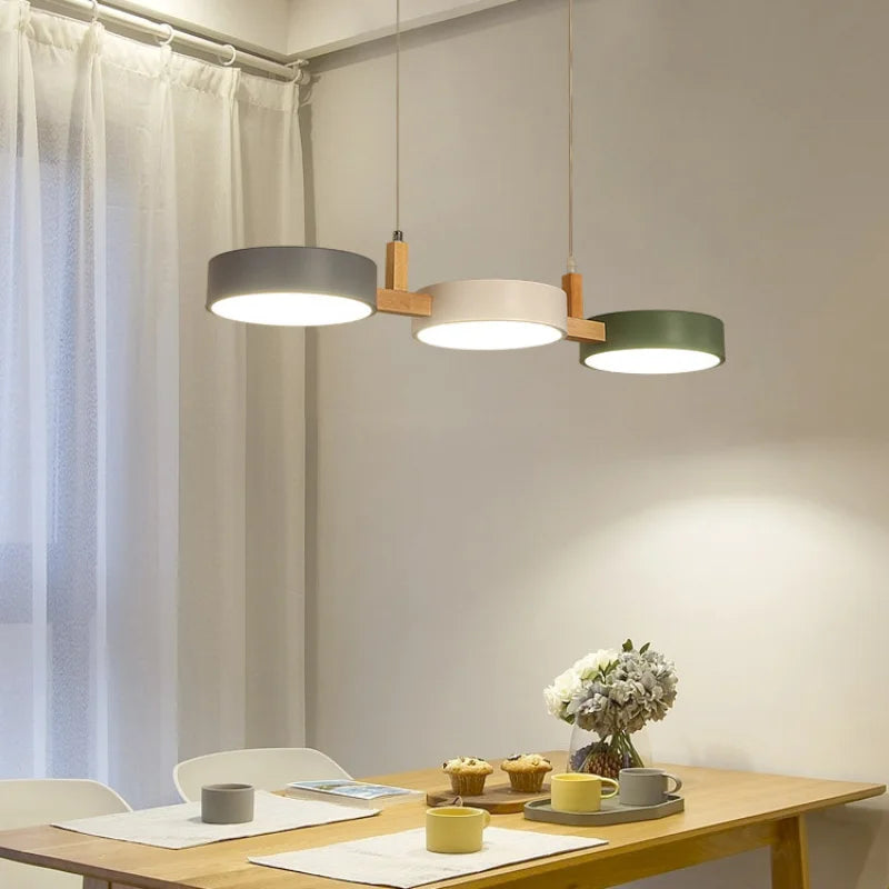 Suspension Macaron Métal Bois LED