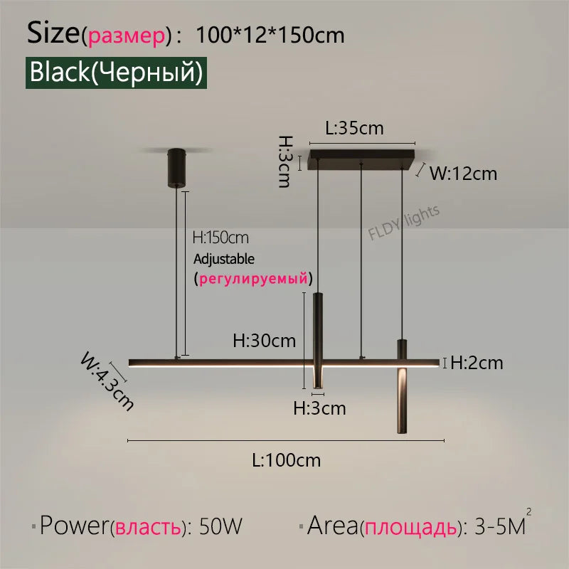 Suspension LED Linéaire Design Nordique