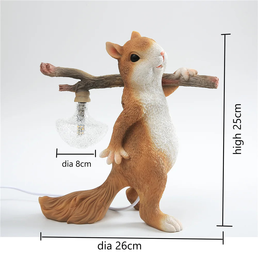 Lampe Chevet Enfant Écureuil Résine