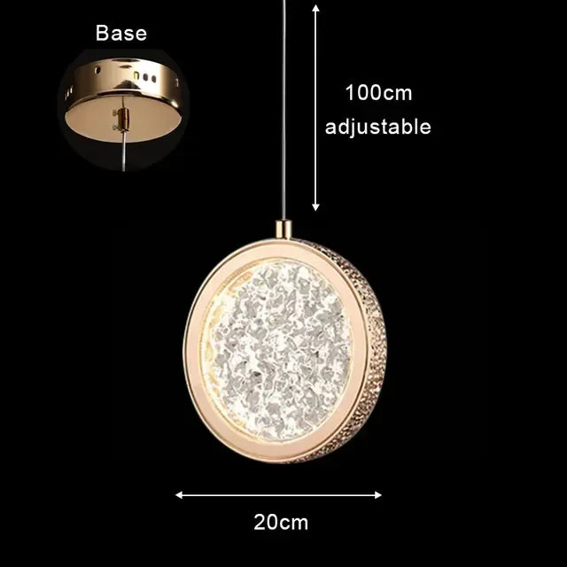 Suspension Cristal LED – Art Déco Or